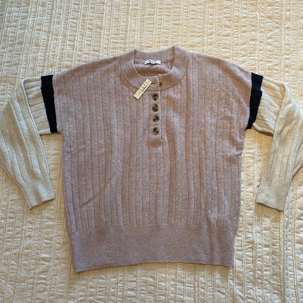 Madewell striped bowden henley sweater in coziest yarn